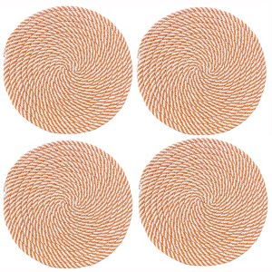 Home Mart Goods Orange Extra Thick Woven Trivet Round Placemats Natural Cotton Hot Potholder Mat Heat Resistant - 9"x9"(Pack of 4) - 1 of 4