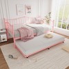 Twin Size Daybed Frame with Trundle, Heart Design Noise Free Platform Sofa Bed with Heavy Duty Steel Slats Support, Easy Assembly & Space-Saving - 3 of 4