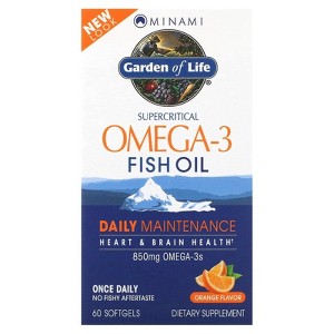 Minami Nutrition Garden of Life, Supercritical Omega-3 Fish Oil, Orange, 850 mg, 60 Softgels - 1 of 3