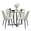 Hana + Bingo 5-Piece Round Clear Glass Dining Table Set with 4 Upholstered Chairs Black Legs - Maison Boucle - 3 of 4