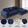 Modern Corduroy Blue Corner sofa Sleeper Sofa Couch With Comfy Deep Seat and 6 Pillows - 3 of 4