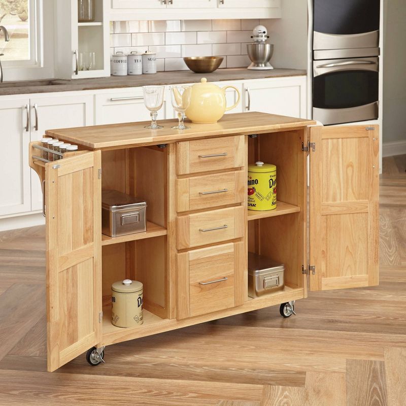 Breakfast Bar Kitchen Cart with Wood Top Natural - Home Styles, 3 of 5