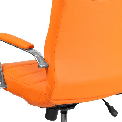 Vivian Mid-Back Orange Vinyl Executive Swivel Chair with Chrome Base