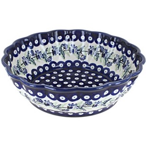 Blue Rose Polish Pottery 1279 Zaklady Large Scallop Bowl - 1 of 1
