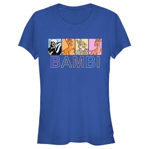 Juniors Womens Bambi Faline, Thumper & Flower Character Boxes T-Shirt - 1 of 4