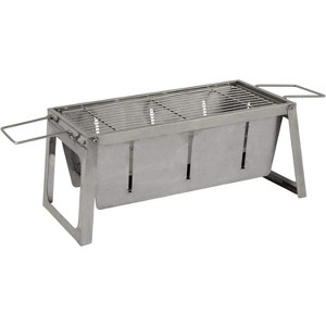 Fire Sense 63724 Stainless Steel Foldaway Charcoal Grill – Heavy Duty Outdoor Barbecue for Camping, Tailgating, Includes Charcoal Grate & Carry Bag - 1 of 4