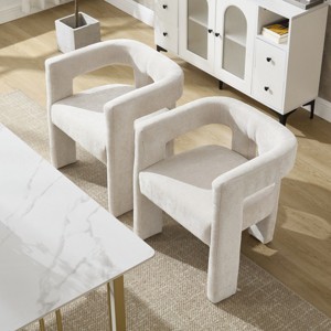2PC Modern Chenille Upholstered Armchair, Solid Wood Frame Lounge Chair for Living Room or Bedroom - Coolbibila - 1 of 4