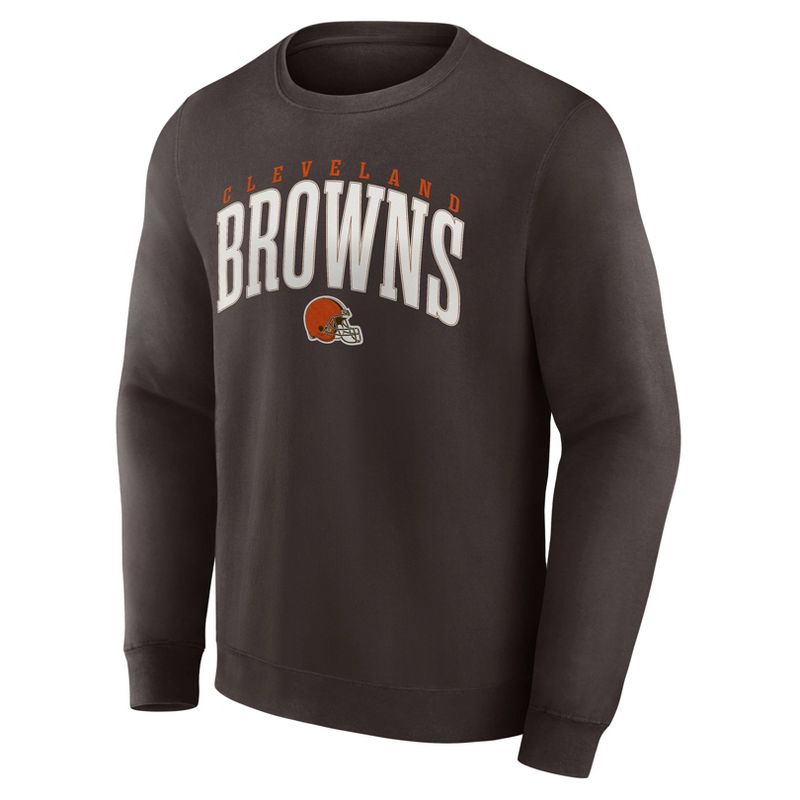 NFL Cleveland Browns Men&#39;s Varsity Letter Long Sleeve Crew Fleece Sweatshirt, 2 of 4