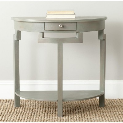 Transitional French Grey Demilune Console with Storage