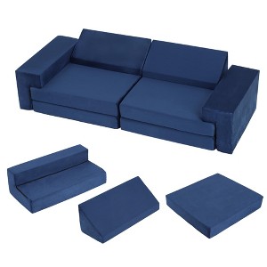Kids Couch, 8PCS Modular Play Couch for Boys Girls, Child Sectional Fort Building Sofa, High Density Convertible Foam Cushions for Playroom Bedroom - 1 of 4