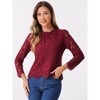 Allegra K Women's Lace Long Sleeve Keyhole Back Ruffle Neck Floral Blouse - 2 of 4