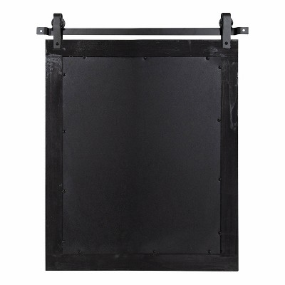 Black Wood Rectangular Barn Door Wall Mirror