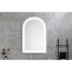 Okak Modern High Lumen Arched Smart Wall Mirror for Bathroom,Aluminum Frame Anti-fog Vanity Mirror with LED Touch Screen - 1 of 4
