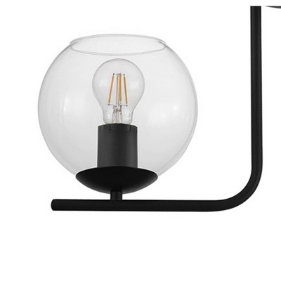 21.93" Black and Clear Glass 2-Light Semi Flush Mount