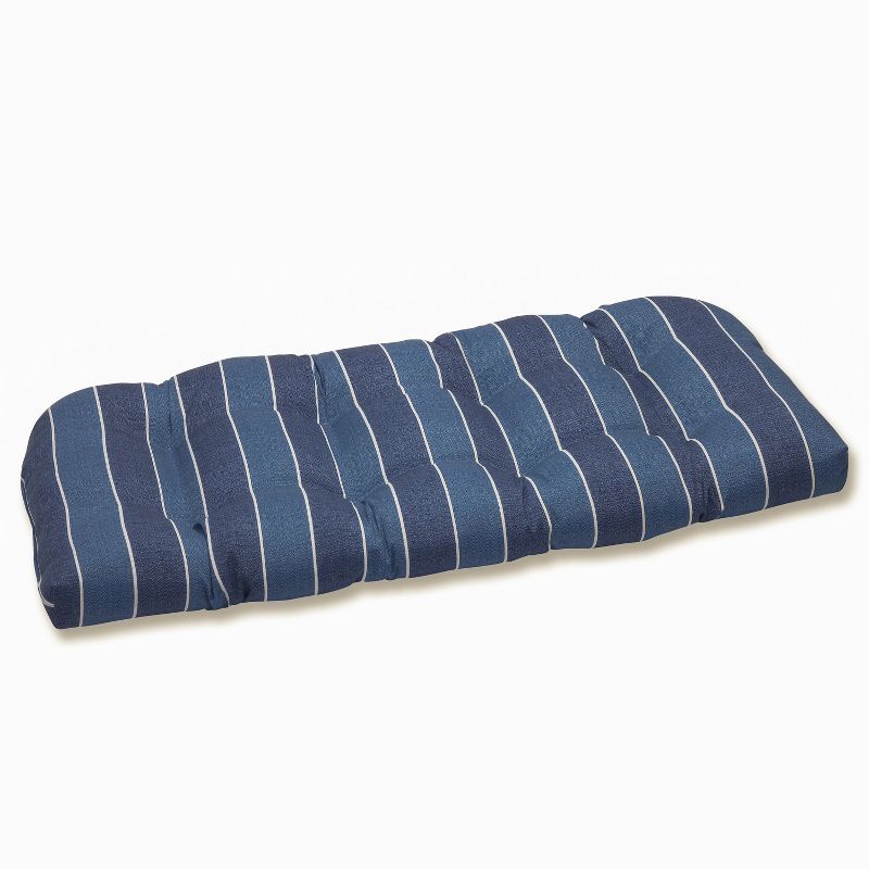 Pillow Perfect Wickenburg Outdoor Wicker Loveseat Cushion - Blue, 1 of 5