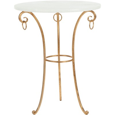 Tamara Ringed Round Top Gold Accent Table - Gold/White - Safavieh