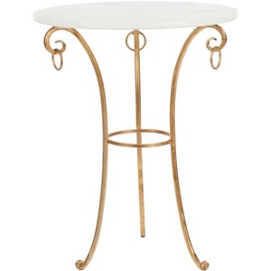 Tamara Ringed Round Top Gold Accent Table - Gold/White - Safavieh. - 1 of 4