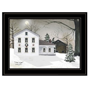 SEVOBAL Wall Art Silent Night Christmas Holiday Framed Print for Living Room Seasonal Home Display, Black, 19"*1"*15" - 1 of 4