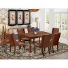 HomeStock 7-Piece Mahogany Finish Solid Wood Top Dining Table with 6 Parson Chairs - 2 of 4
