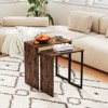 Tangkula Nesting Coffee Table Set of 2 Modern Accent Sofa Side Tables w/ Faux Wood Top & Heavy Duty Metal Frame - 2 of 4
