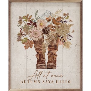 Kendrick Home All At Once Autumn Says Hello Wall Art Whitewash - 1 of 4