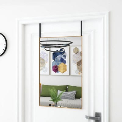 vidaXL Gold Door Mirror - Minimalistic Glass and Aluminum Wall-Mountable Decorative Mirror for Bedroom, Living Room, Corridor - 19.7"x31.5" Size