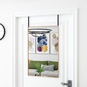 vidaXL Gold Door Mirror - Minimalistic Glass and Aluminum Wall-Mountable Decorative Mirror for Bedroom, Living Room, Corridor - 19.7"x31.5" Size - 1 of 4
