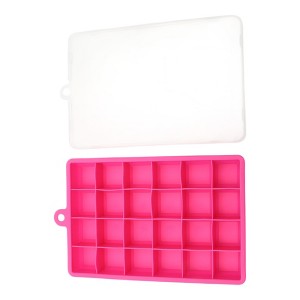 Unique Bargains Ice Mould 24-Cavity Square Ice Tray with Lid Hand Wash Only Silicone 7.28"x4.53"x1.18" 1 Pc - 1 of 3