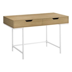 Monarch Specialties Computer Desk Home Office Laptop Storage Drawers 48InchL Work Metal Laminate Natural White Contemporary Modern - 1 of 4