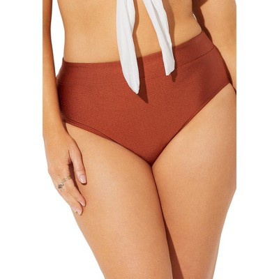 Swimsuits for All Women's Plus Size Metallic High Waist Bikini Bottom