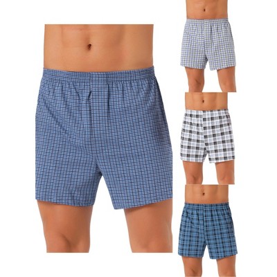 INSPIRE CHIC Men's 4 Pack Classic Plaid Pattern Boxer Shorts Underwear