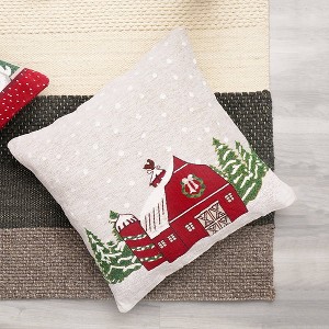 CAVINAS Jacquard Throw Pillows with Snowy Cabin Pattern,Accent Pillows with Plush Fill & Woven Design,24" Square Winter Decorative Pillows for Couch - 1 of 4
