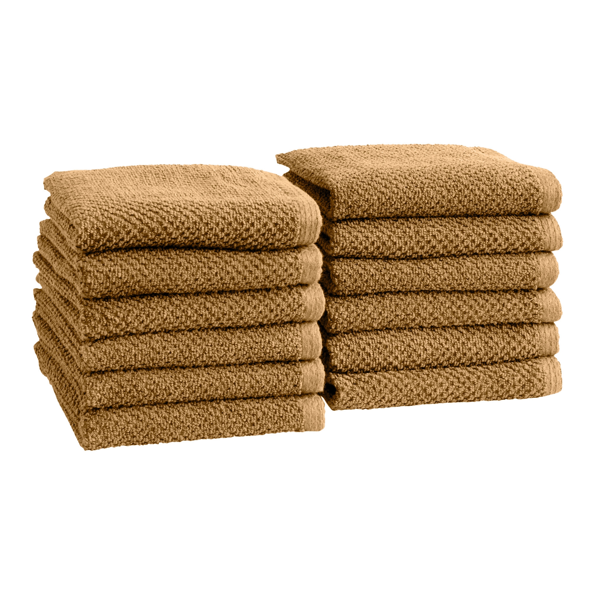 Cotton Quick Dry Loop Textured Bath Towel - Mocha, Washcloths - Set of 12