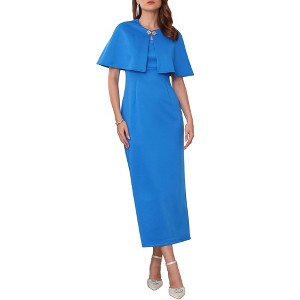 INSPIRE CHIC Women's Formal Sets 2025 Elegant Cocktail Wedding Guest Sheath Dresses with Cape 2pcs - 1 of 4