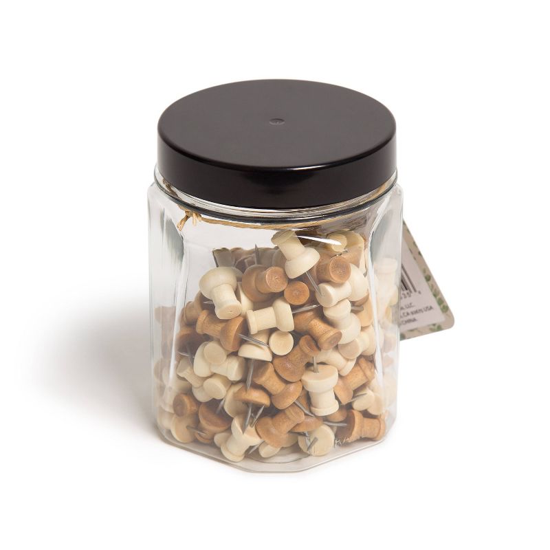 U Brands 150ct Wooden Push Pins with Jar, 3 of 9