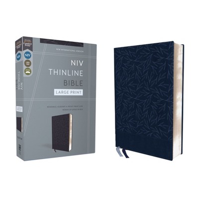 Niv, Thinline Bible, Large Print, Leathersoft, Navy, Red Letter, Comfort Print - by  Zondervan (Leather Bound)