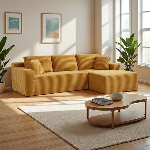 103" Modular Corduroy L-Shaped Sectional Sofa, Deep Seat - 1 of 4