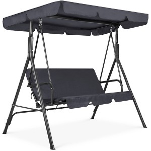 Best Choice Products 2-Person Outdoor Large Convertible Canopy Swing Glider Lounge Chair w/ Removable Cushions - 1 of 4