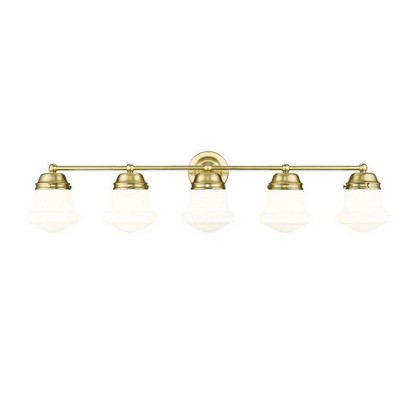 Luxe Gold 5-Light Vanity with Matte Opal Glass