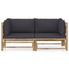 vidaXL 2 Piece Patio Lounge Set with Dark Gray Cushions Bamboo - 2 of 4