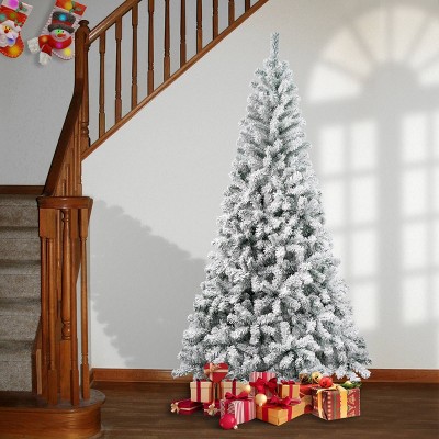 Frosty Acacia Slim Outdoor Flocked Christmas Tree, 7.5 ft