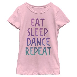 Girl's Lost Gods Eat Sleep Dance Repeat Watercolor T-Shirt - 1 of 4