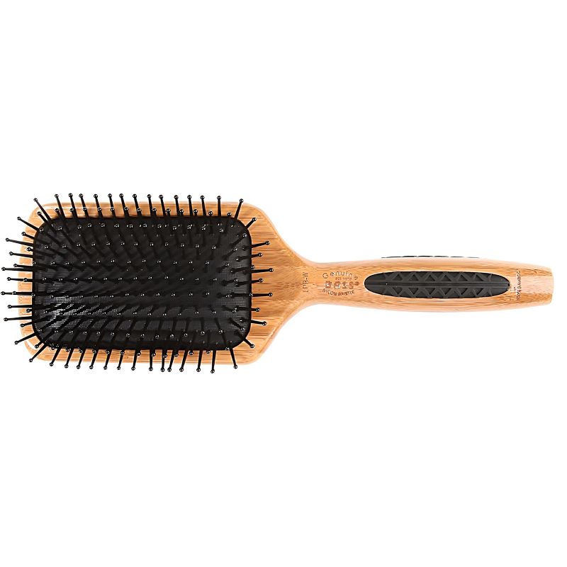 Bass Brushes Style & Detangle Hair Brush Premium Bamboo Handle with Professional Grade Nylon Pin Large Paddle Dark Black Cushion, 1 of 6