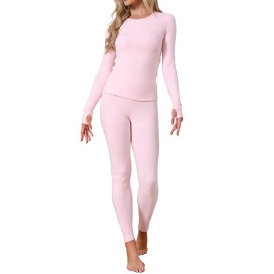 INSPIRE CHIC Women's Thermal Underwear Sets Thumbholes Long Sleeve with Leggings Winter Cold Base Layer Pajamas Set