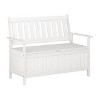 Outdoor Storage Bench - Whitewash - CorLiving: Hardwood Patio Seating with Armrests & Water-Resistant Finish - 3 of 4