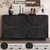 4-Door Large Storage Sideboard Wood Sideboard Cabinet with Semi-Circular Handles and Adjustable Shelves for Dining Room Kitchen and Living Room Black - 4 of 4
