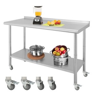 60X24x35 Inch Stainless Steel Work Table with Double Shelf, Heavy Duty Prep Station for Kitchen Restaurant or Garage Storage - 1 of 4