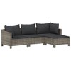 vidaXL 4 Piece Patio Lounge Set with Cushions Gray Poly Rattan - 2 of 4