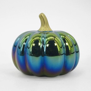 4" Iridescent Halloween Pumpkin Decorative Prop Blue - Bullseye's Playground™ - 1 of 3