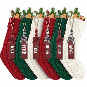 6PACK LumaBria 18Inch Knitted Personalized Stockings Holiday Party Tree Family Home Decor Red White Green - 1 of 4